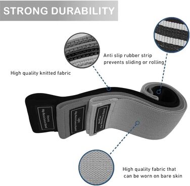 Стрічки опору для фітнесу Loop Resistance: набір для тренувань сідниць та тіла вдома (сірий, темно-сірий, чорний)