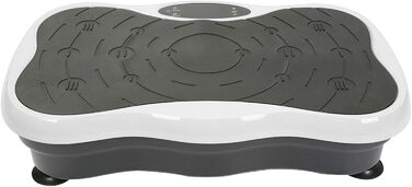 Віброплатформа для фітнесу з Bluetooth та USB, тренувальні гуми, пульт ДУ, чорно-біла