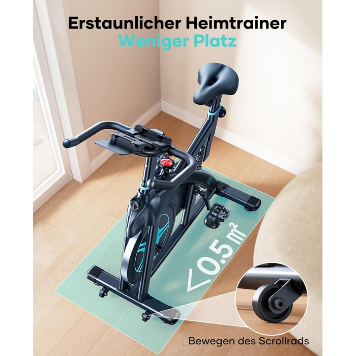 Велотренажер Heimtrainer 2025 з додатком, амортизацією, до 160 кг, регульованим опором, тихий спінінг байк для дому з LCD-дисплеєм і комфортним сидінням