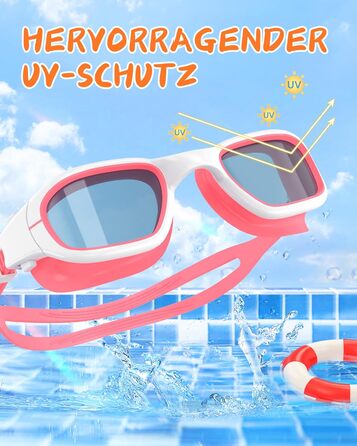 Дитячі окуляри для плавання, маски для снорклінгу для дітей 6-14 років, антизапітніння, захист від УФ, без витоку, широке поле зору, окуляри для плавання для хлопчиків та дівчаток білого та оранжевого кольорів