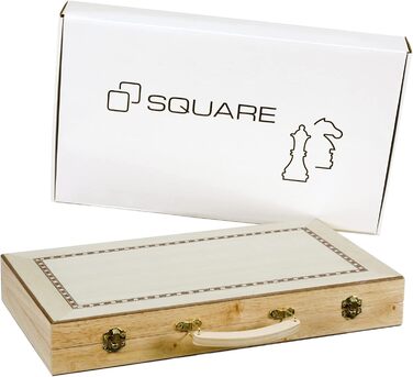 Набір для гри в шашки Square з дерева 447 - Інтарсія, у дерев'яному кейсі з ручкою