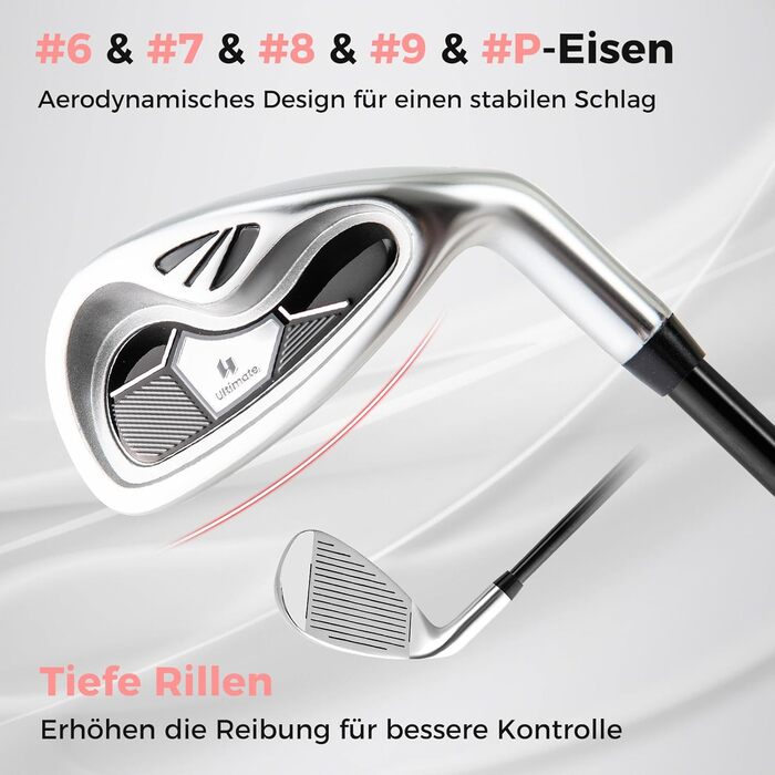 Комплект жіночих гольф-клуів COSTWAY, 9-ти частинний, для правшів з чохлом від дощу, включає драйвер, фейрвей, гібрид, залізи та паттер (чорний)