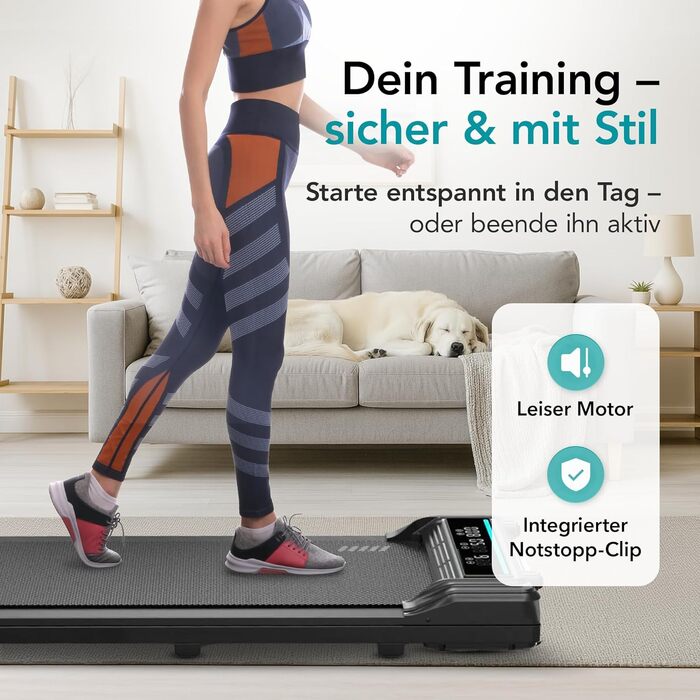 Біговий тренажер TiBa для дому - Walking Pad з нахилом [3 рівня, до 6%] - біговий килимок [макс. 100 кг, макс. 6 км/год] - ідеально підходить для столу, офісу або вітальні [125x55 см]