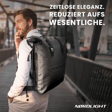 Водонепроникний рюкзак Nordlight Dry Bag 35л - Roll Top, з м'яким плечовим ременем, для водного спорту, велосипеда, кур'єра, трекінгу, риболовлі (Чорний, 35 л)