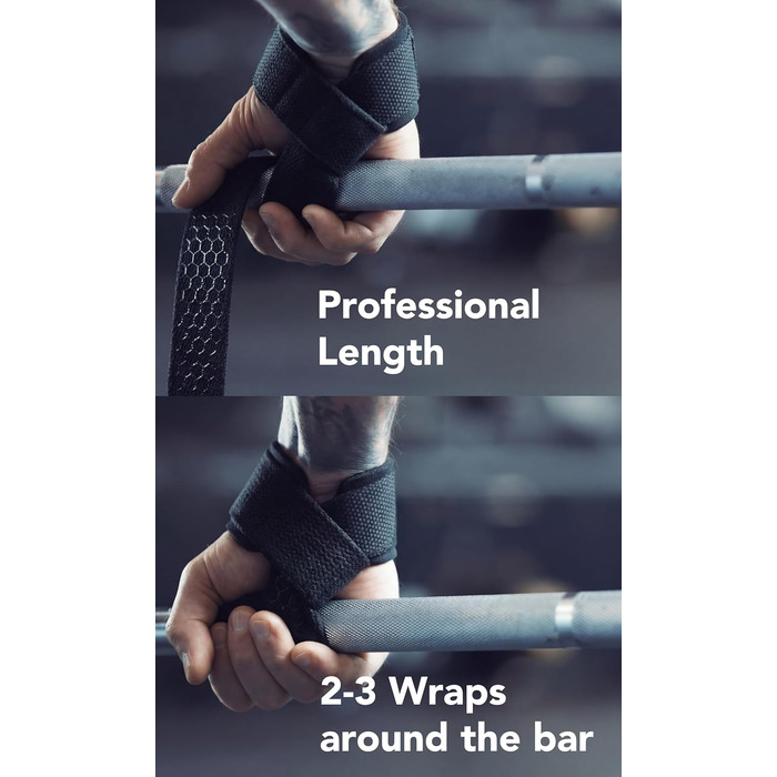 Фітнес-манжети для тяги штанги Fitgriff® (з підкладкою) - для силових тренувань, бодібілдингу, жінок та чоловіків (XS, чорний)