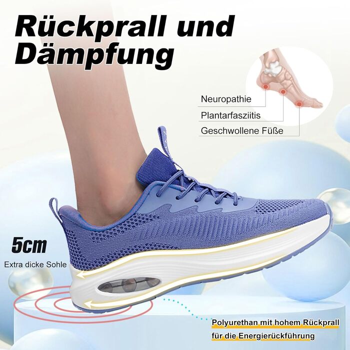 Жіночі кросівки ZYEN для широкої стопи: спортивні, дихаючі, легкі та зручні (43 EU, повний синій)