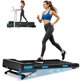 Бігова доріжка Walking Pad з автоматичним нахилом 14%, потужний безщітковий двигун 3.5 HP, швидкість до 10 км/год, LED-дисплей, 12 HIIT-програм, до 180 кг, чорно-блакитна