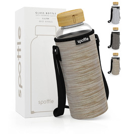 Скляна пляшка Spottle 1,5 л для води та газованих напоїв, 1500 мл (Бежева, з кришкою, для миття в посудомийній машині)