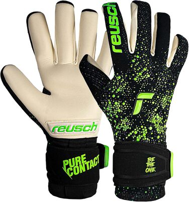 Воротарські рукавички Reusch Pure Contact Gold, унісекс, чорні/зелені, розмір 10.5, внутрішній шов, покриття Grip Gold, для всіх типів полів