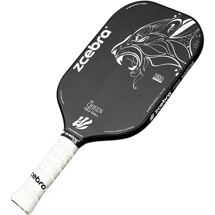 Zcebra Pickleball The Queen — падельна ракетка з чистого карбону T700, 16 мм, термоформована, сертифікована для Pickleball у США, чорна