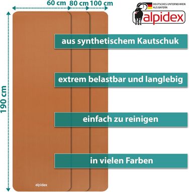ALPIDEX Йога-мат екстра товстий 1,5 см, фітнес-килимок для гімнастики, 3 розміри, нековзкий, без фталатів, з ременем для перенесення, для тренувань, пілатесу, спорту, фізіотерапії, HIIT, йоги, ізомат, абрикосовий, 190x80x1,5 см