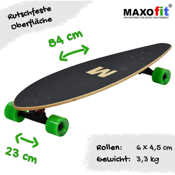Лонгборд MAXOfit з кленовою/бамбуковою декою, різні дизайни, для початківців і досвідчених, мультяшний стиль