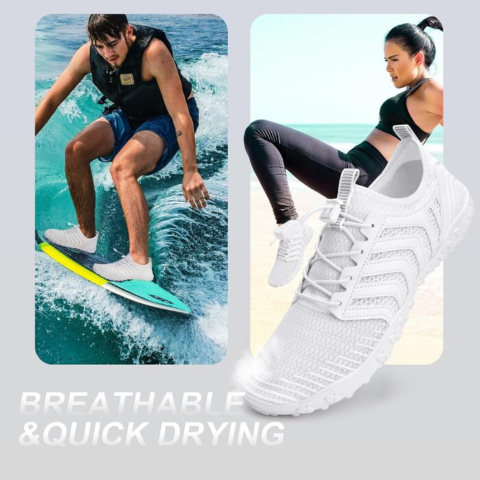 Чоботи для плавання Mabove: чоловічі та жіночі, швидко сохнуть, для серфінгу, плавання, аквашузи, басейну, розмір 39 EU, білі