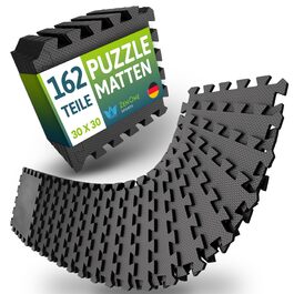 Puzzle-мат для фітнесу ZenOne Sports® 13.5 м² (162 шт) 30x30x1 см | Захисний мат для тренажерів, чорний