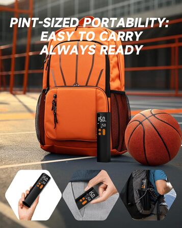 Електричний насос для м'ячів Teffim: 4 режими, 15 PSI, манометр, 3 голки для баскетболу та футболу