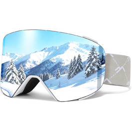 Скі-маска VCOROS YH693C з магнітною OTG, захист від УФ, проти запотівання, REVO покриття, регульований ремінь, сноуборд маска для катання на лижах 02-Срібло/Білий (VLT13%)