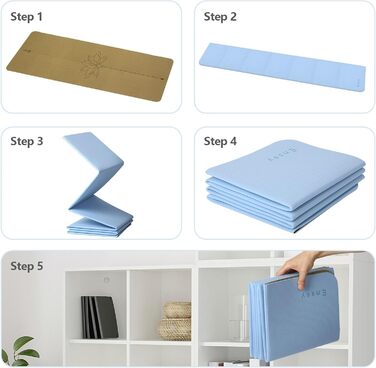 Йога мат Enssy для подорожей, складаний, компактний, 173 x 61 см, 0,4 см, з сумкою, легкий дизайн Pilates з корком, лотос, центр лінія 1