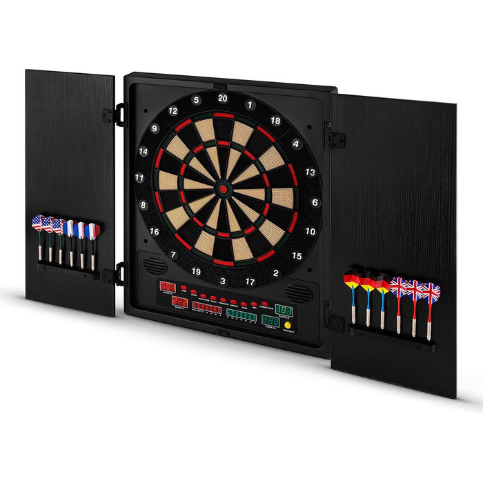 Електронна дартс-мішень oneConcept Dartmaster 180 з LED-дисплеєм, для 8 гравців, 12 дротиків, віртуальний суперник