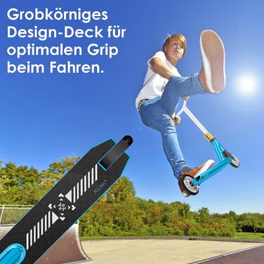 Трюковий самокат KESSER X-Limit-Pro 360° з підніжкою, підшипники ABEC 9, 110 мм PU колеса, для дітей і дорослих, Petrol Blue/White