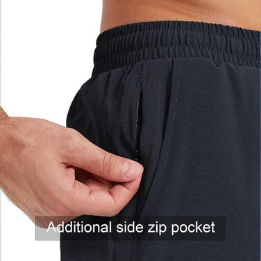 Шорти спортивні чоловічі для бігу 2 в 1, швидкі, короткі, для тренувань та марафону, з кишенею на блискавці (S, чорний та оранжевий)