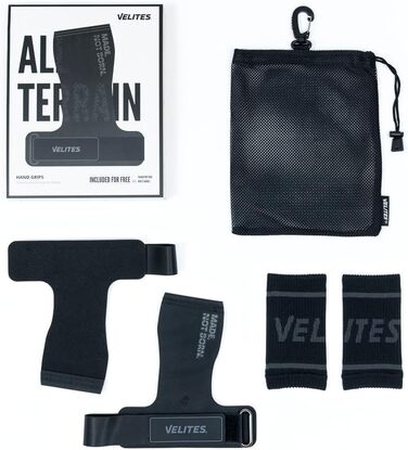 Ручки Velites All Terrain для турніка з напульсниками та чохлом, універсальний хват без магнезії для штанги й перекладини, аксесуари для кросфіту