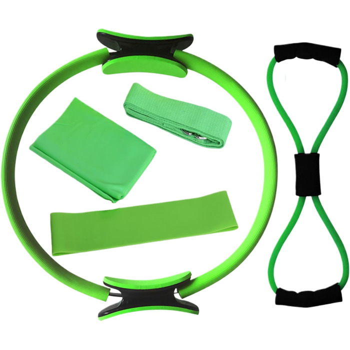 Набір кілець для пілатесу, тренажер для пресу та рук, для фітнесу та схуднення (зелений)