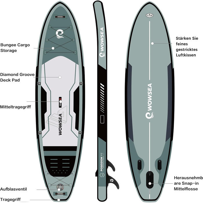 WOWSEA Poseidon P3: Надувний SUP-борд для туризму та відпочинку з аксесуарами