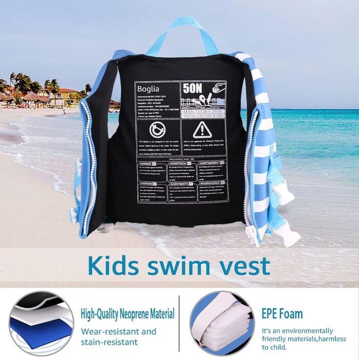 Дитяча жилетка для плавання PROTAURI Neopren, 2-9 років, 50N, блакитна