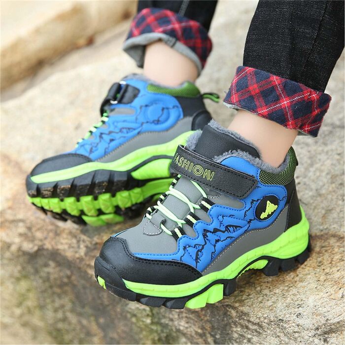 Дитячі зимові черевики Meidiastra для ходьби та трекінгу: теплі, водонепроникні, з підошвою, що не ковзає, для хлопчиків та дівчаток, розмір EU 30-40, зелені