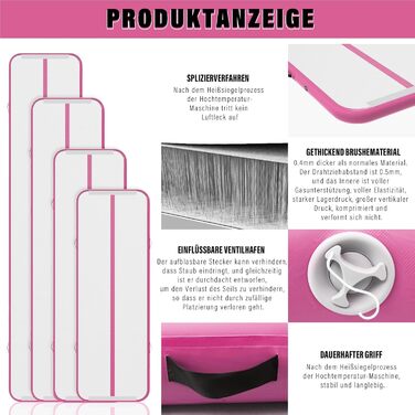 Надувна гімнастична матка для дому, 300x100x10 см (м'ятно-зелена)