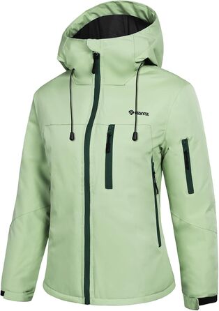 Жіноча лижна куртка GEMYSE з інтегрованими лямками. Тепла зимова куртка, водонепроникна, вітронепроникна та дихаюча. Снігова куртка для активного відпочинку на природі. Колір: світло-зелений.