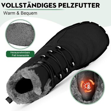 Чоботи для зими без шнурів Ruyi, чорні, 42 EU - чоловічі та жіночі, водонепроникні, для трейлу, широка носок