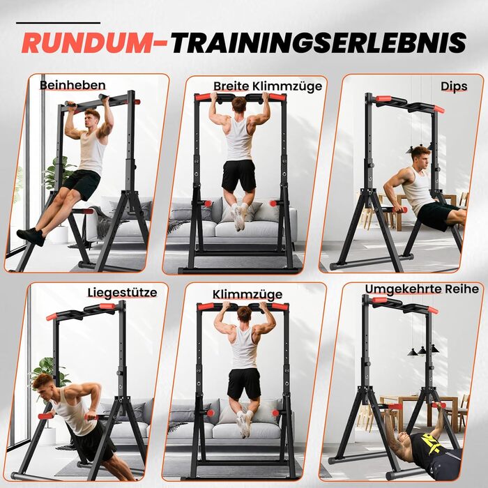 Стійка для віджимань та підтягувань DOBESTS Faltbar Power Tower - багатофункціональний тренажер для дому, чорний