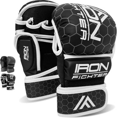 Боксерські рукавички IRON FIGHTER MMA для спарингу та тренувань, з посиленою амортизацією, захистом зап'ястя та пальців, для боксу, кікбоксингу, муай-тай, дорослі
