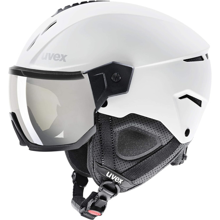 Лижний шолом uvex instinct visor з візором для жінок і чоловіків, біло-чорний матовий, розмір 56-58 см, індивідуальне регулювання