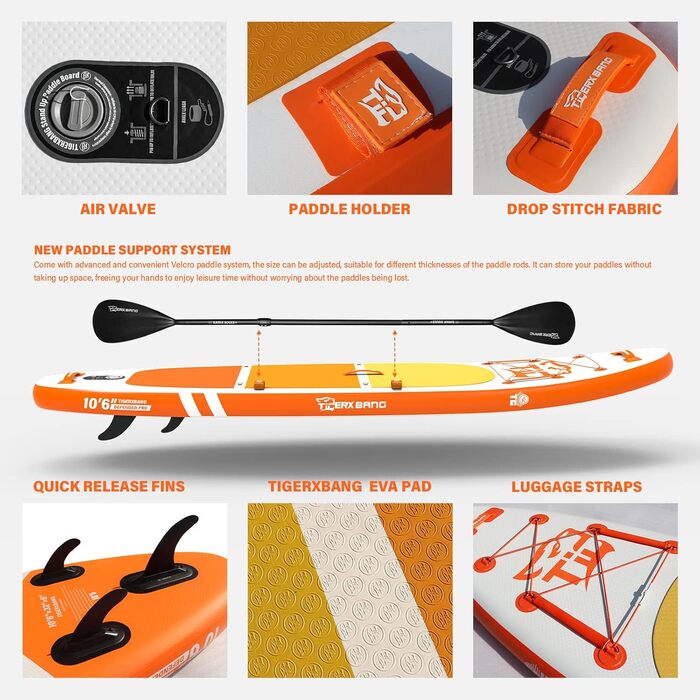 Надувний SUP-борд TIGERXBANG Defender Pro, 320 см, Orange