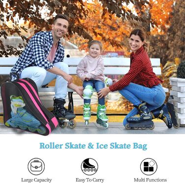 Сумка для ковзанів Gooyule: для роликових, інлайнових та квад ковзанів, велика місткість, рожева