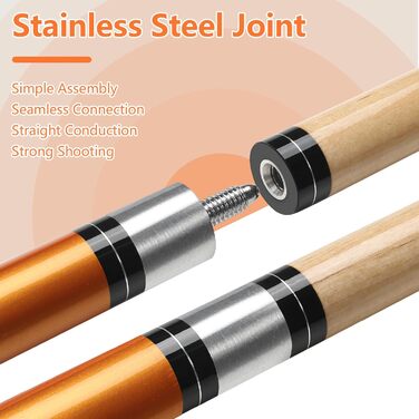 Більярдний кий 18/19/20/21 oz, 58' - професійний кий для більярдного столу, 13mm наконечник, для гри 8/9 куль (Золотий 18oz)