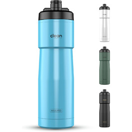 Ізотермічна велосипедна пляшка The Clean Hydration Co Sport 23, легко миється, для пиття під час їзди, синя глянцева