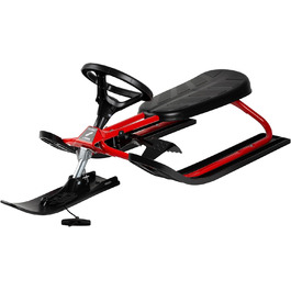 Санки STIGA Snowracer Iconic для дітей від 5 років, сталевий каркас, гальмо, буксирувальний трос, до 80 кг, червоно-чорні – міцні санки для зимових розваг