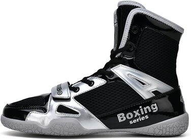 Чоловічі боксерські туфлі для боротьби, фітнесу та тренувань. Білі (33 EU, Чорний сріблястий)