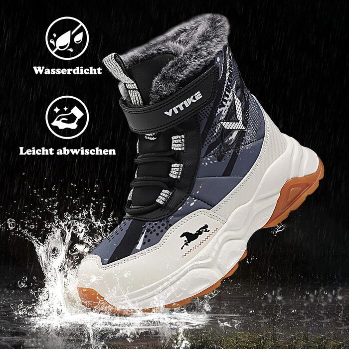 Дитячі зимові черевики JMFCHI для хлопчиків та дівчаток: трекінгові, для ходьби, з підкладкою, чорно-сірі (35 EU)
