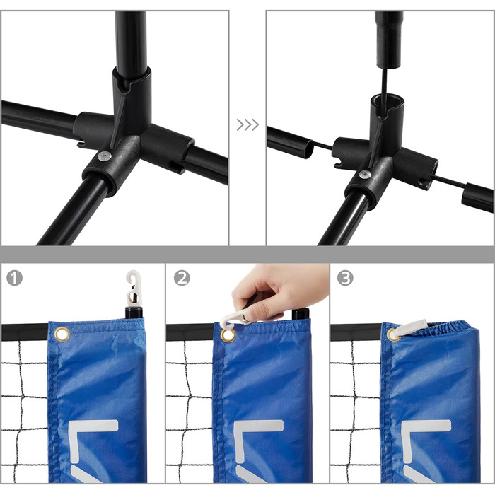 Сітка для бадмінтону, волейболу, тенісу, 3-позиційна висота, 107/120/155 см, портативний набір для саду, приміщень, вулиці