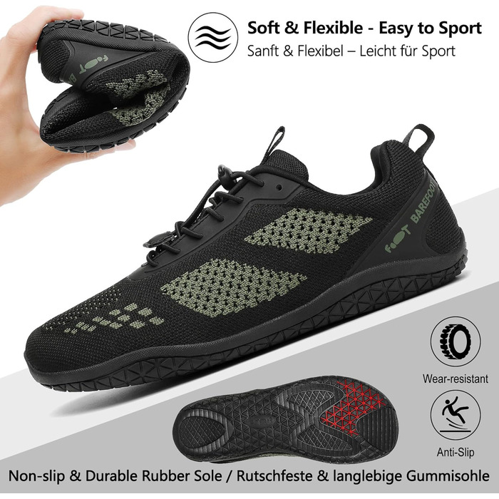 Босоніжки Geweo для жінок та чоловіків: зручні спортивні кросівки з широкою передньою частиною, легкі, для фітнесу, кросфіту, силових тренувань, без підйому, трекінгові, унісекс, 37-47 EU (Outdoor, зелений, 37 EU широкі)