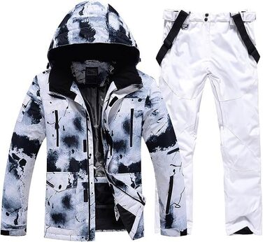 RIUIYEE Комплект чоловічий: куртка та штани для катання на лижах та сноуборді, тепла, з підігрівом, водонепроникна, для зими, XXL