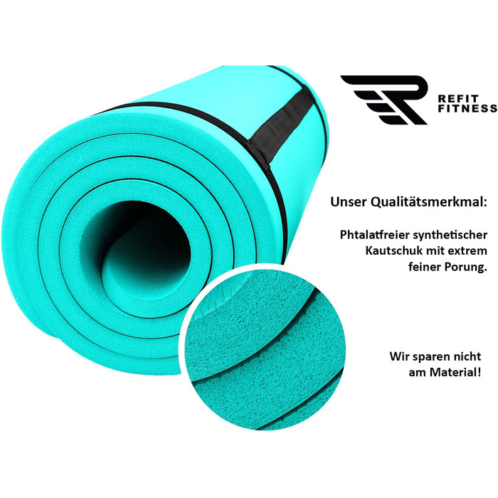 Гімнастичний килимок Profi 190x60 см PainProtect & SmartCell NBR, нековзкий, для йоги, пілатесу, спорту, товщина 10-15 мм, з ременем і сумкою