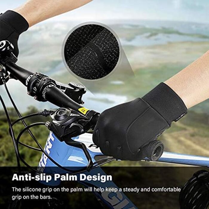 Зимові рукавички LERWAY з підтримкою сенсорного екрану, чорні, для чоловіків та жінок, неслизькі, вітронепроникні, для спорту, бігу, їзди, гірського велосипеда, скелелазіння, походів, водонепроникні