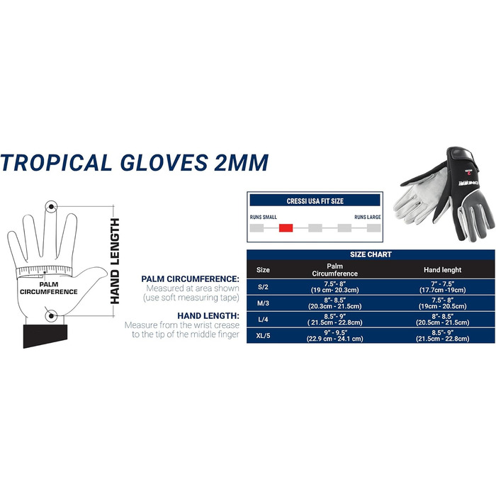 Рукавички для водного спорту Cressi Tropica Amara/Neopren 2 мм (Синій/Сірий, S)