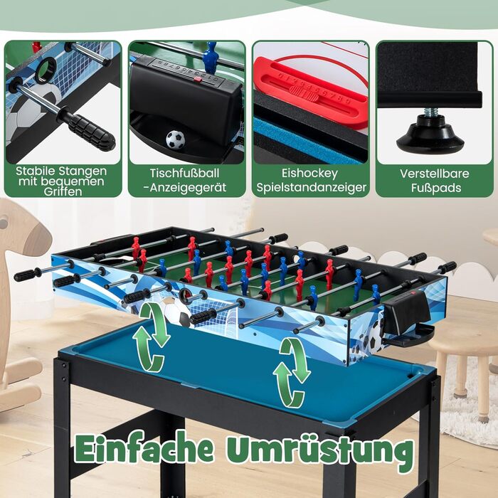 COSTWAY 15-в-1 ігровий стіл для дітей та дорослих: футбол, хокей, більярд, теніс, боулінг, шашки, шахи та інші ігри