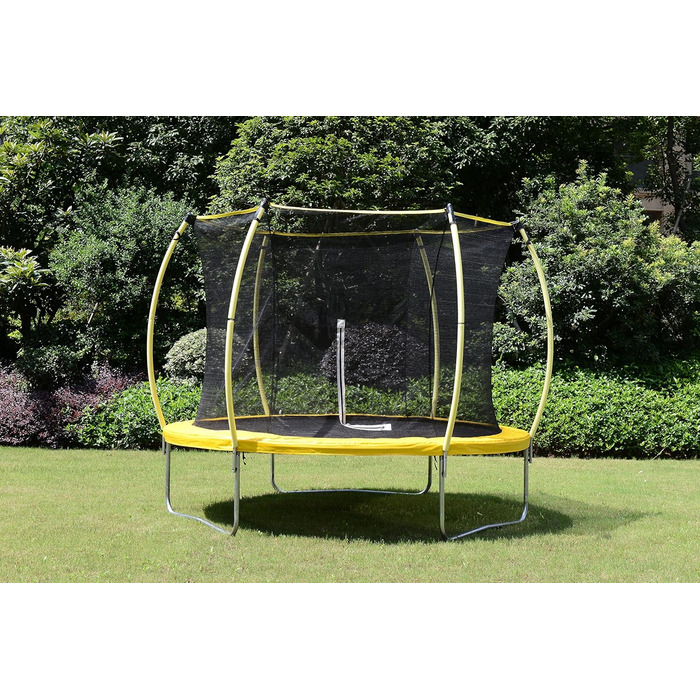 Дитячий батут Kinder Oval 3050 з сіткою безпеки, м'яким бортиком та оцинкованою конструкцією, жовтий